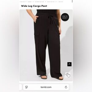 Torrid Black Wide Leg Cargo Pant BRAND NEW 2T